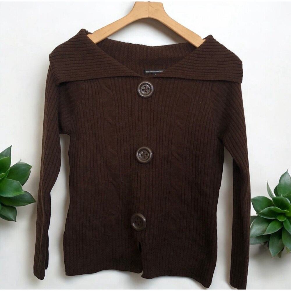 Western Connection‎ brown sweater With Buttons Women’s Size S Small